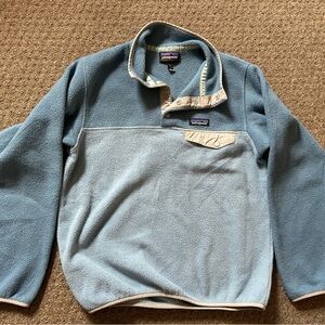 Patagonia Blue Fleece Pullover Sweater with Stand-Up Collar